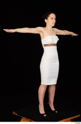 Whole Body Woman T poses White Formal Dress Average Standing Studio photo references